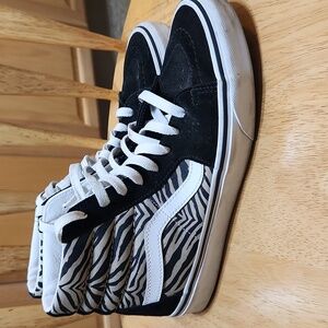 Vans Black and White Zebra High-Top Sneakers